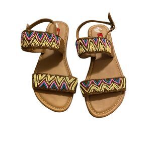 Union Bay Xtra-U Beaded Sandals Boho Shoes Bohemian Sz 6.5M Summer Coastal